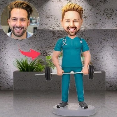 Fitness Male Doctor Custom Bobblehead With Engraved Text