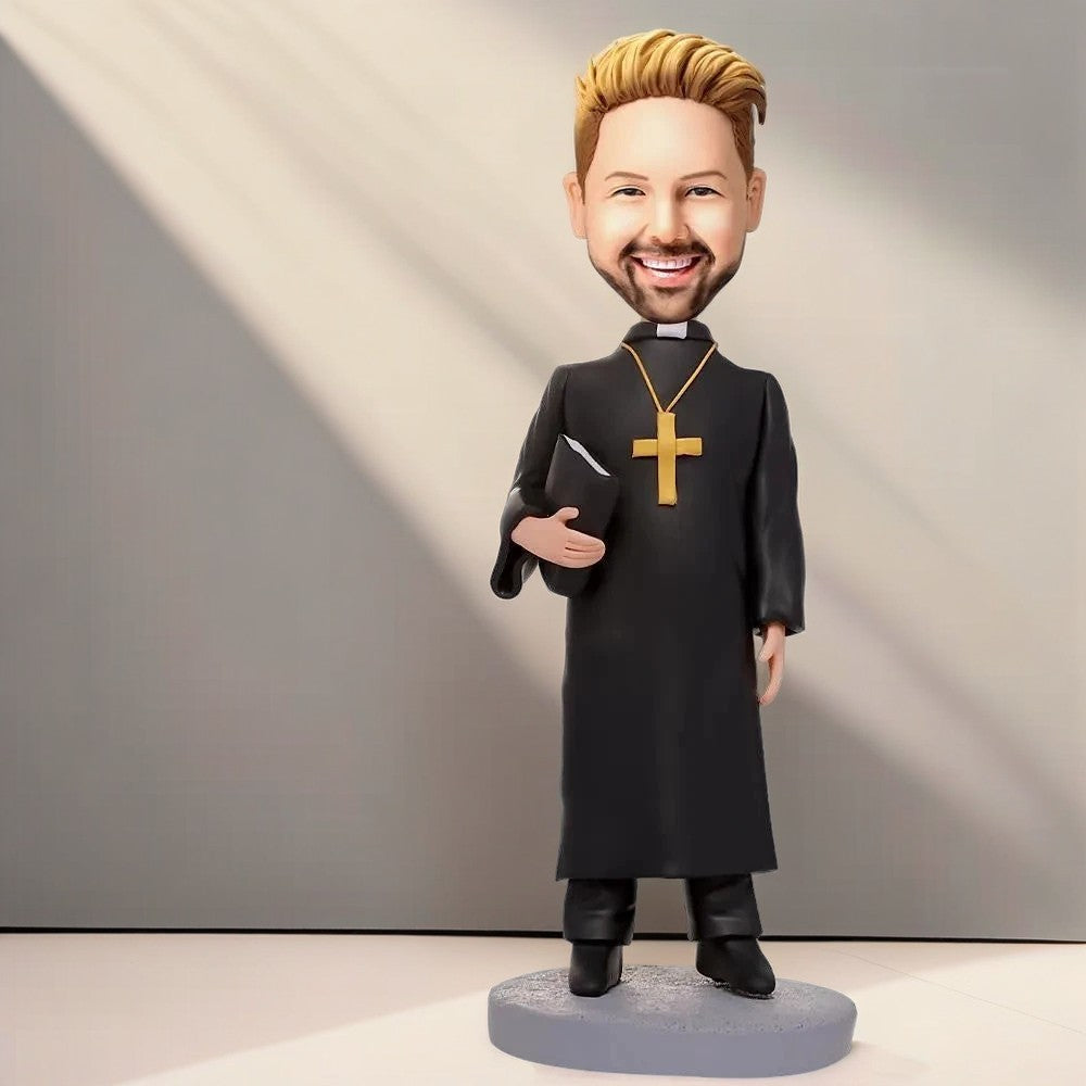 Pastor Custom Bobblehead With Engraved Text