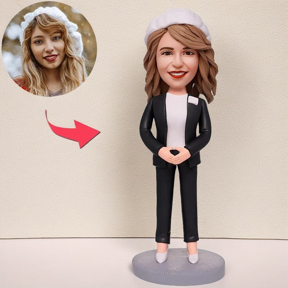 Bank Worker Business Woman Custom Bobblehead With Engraved Text