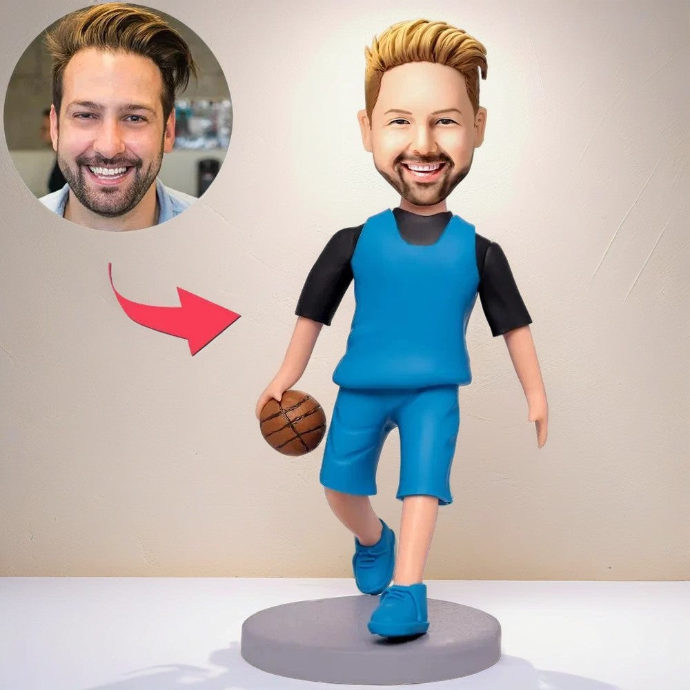 Middle-aged Basketball Player Custom Bobblehead With Engraved Text