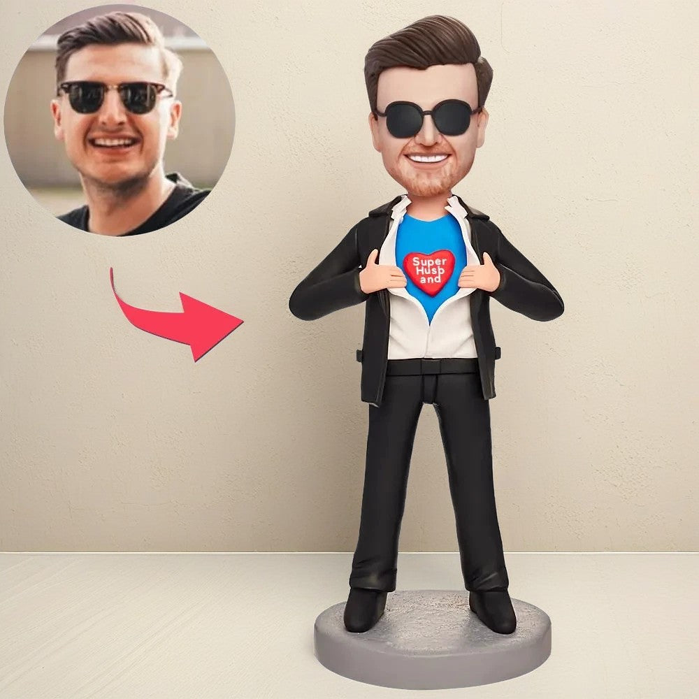 Super Husband Custom Bobblehead With Engraved Text