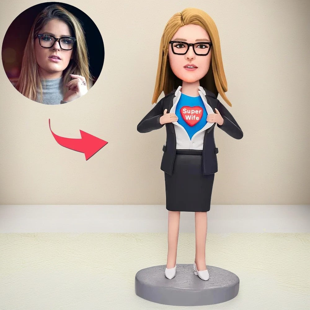 Super Wife Custom Bobblehead With Engraved Text