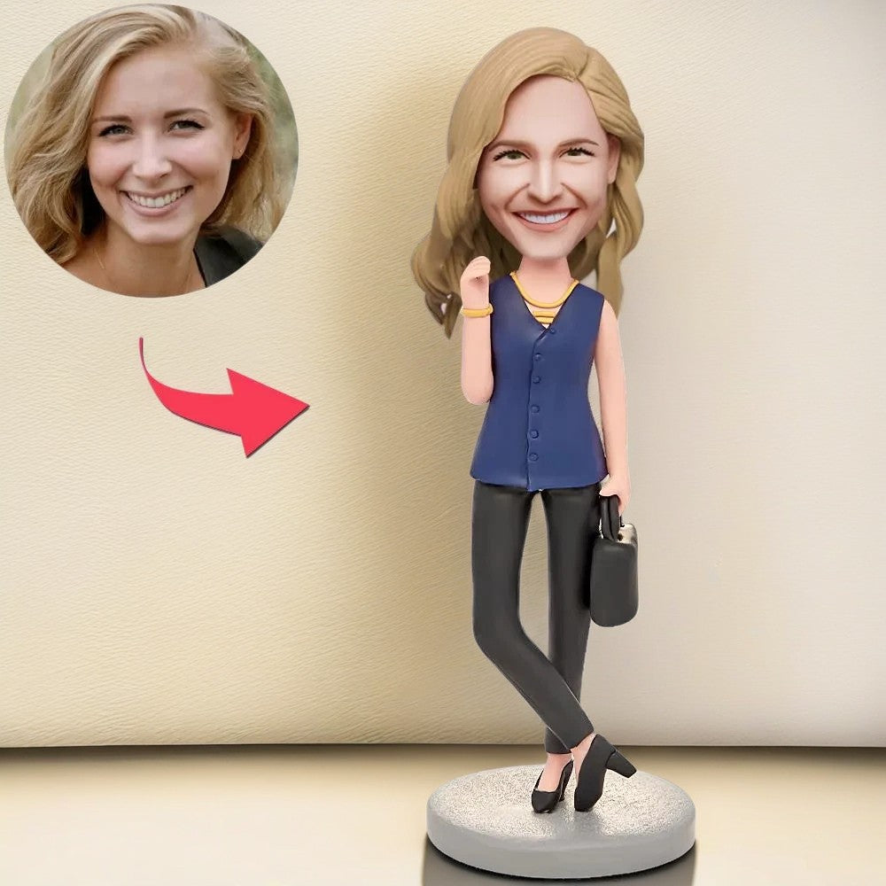 Modern Business Women Custom Bobblehead With Engraved Text