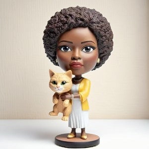 Custom100_ Lady And  Cats Bobblehead (1)