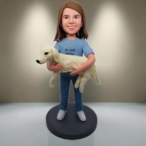 Custom Lady And  Dog Bobblehead (1)